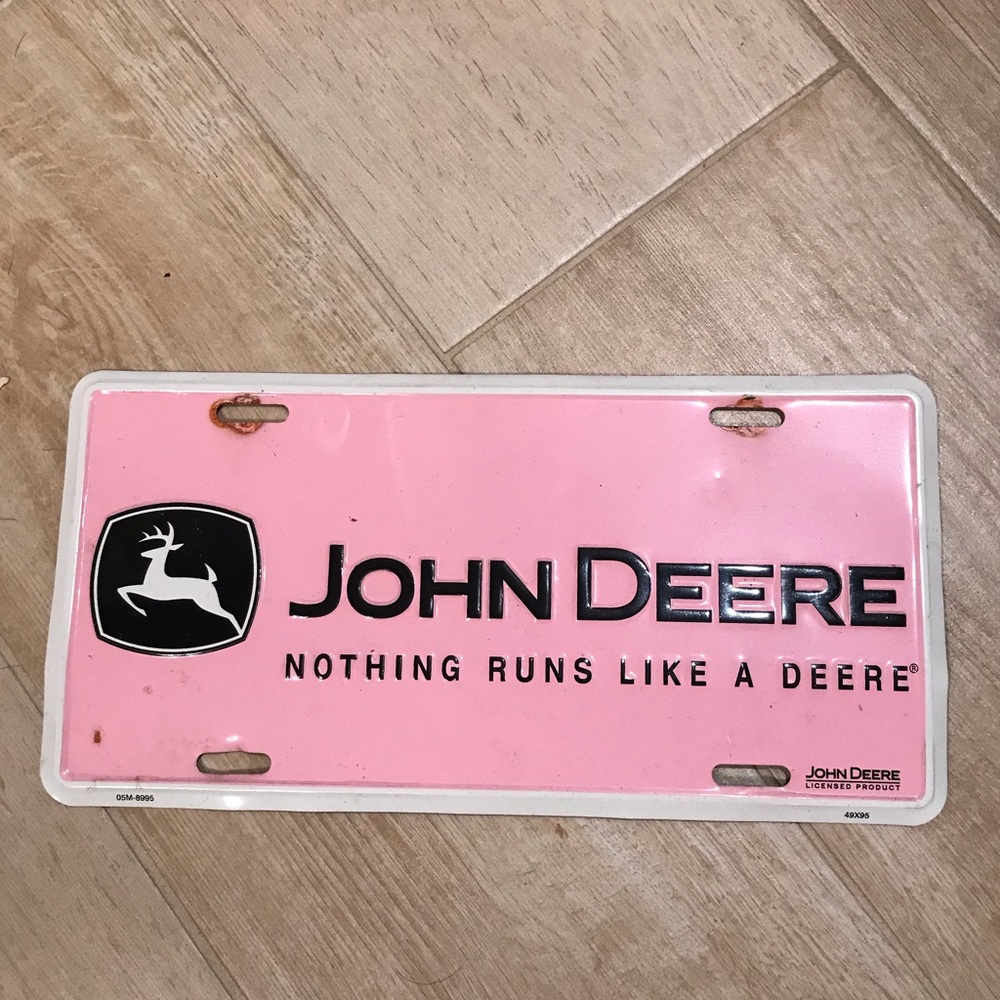 John Deere pink license plate